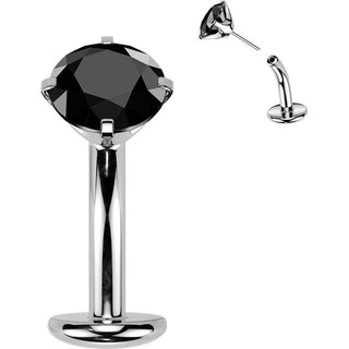 Titanium Belly Button Piercing prong set zirconia Push-In