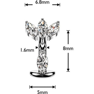 Titanium Belly Button Piercing triple marquise zirconia fan marquise zirconia dangle Push-In
