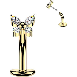 Titanium Belly Button Piercing zirconia butterfly Push-In