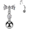 Titanium Belly Button Piercing bow dangle zirconia Push-In