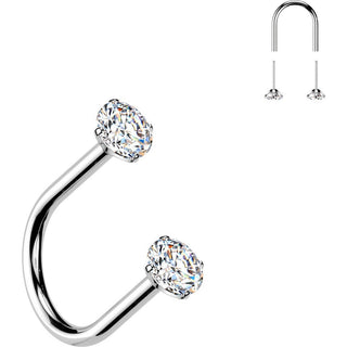 Titanium Horseshoe U Hoop Prong Setting Zirconia Push-In