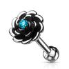 Barbell Blume Zirkonia Silber
