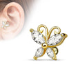 Barbell Butterfly Zirconia Gold Silver