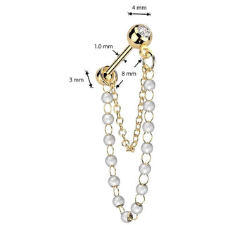 Barbell pearl chain dangle