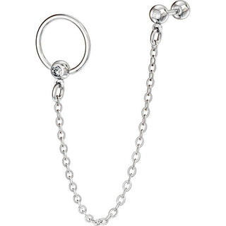 Ohrring Kette Barbell Zirkonia Silber