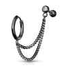 Ohrring Kette Barbell Zirkonia Clicker