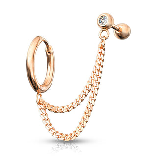 Ohrring Kette Barbell Zirkonia Clicker