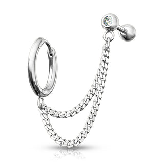 Ohrring Kette Barbell Zirkonia Clicker