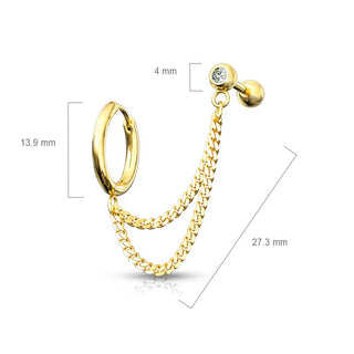 Ohrring Kette Barbell Zirkonia Clicker