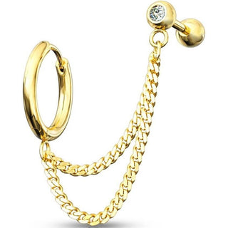 Ohrring Kette Barbell Zirkonia Clicker