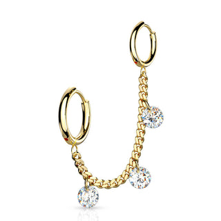 Ohrring Kette Zirkonia Clicker