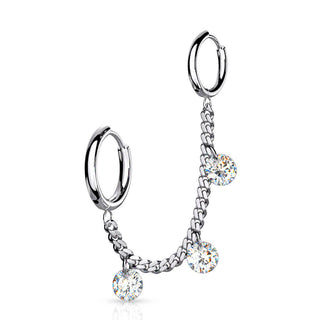 Ohrring Kette Zirkonia Clicker