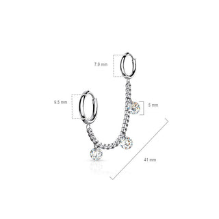 Ohrring Kette Zirkonia Clicker