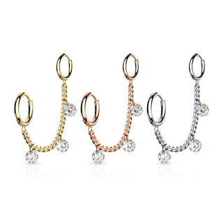 Ohrring Kette Zirkonia Clicker