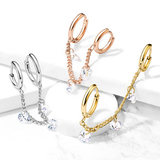 Ohrring Kette Zirkonia Clicker