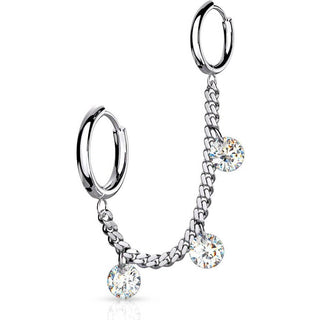Ohrring Kette Zirkonia Clicker