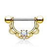 Nippelpiercing Kranz beweglich Zirkonia Gold PVD