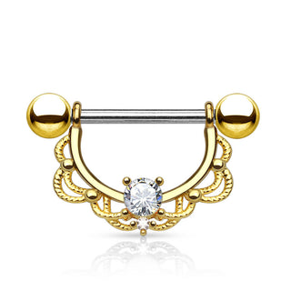 Nippelpiercing Kranz beweglich Zirkonia Gold PVD