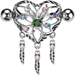 Nipple Piercing Dream Catcher Shield Zirconia Silver