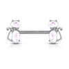 Nippelpiercing Katzen Opal