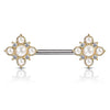 Nippelpiercing Blumen Perlen Zirkonia PVD