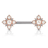 Nippelpiercing Blumen Perlen Zirkonia PVD