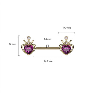 Nipple Piercing Heart Crown Zirconia