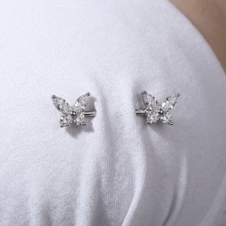 Nipple Piercing Butterfly Zirconia – getragen