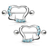 Nipple Piercing Double Heart Zirconia