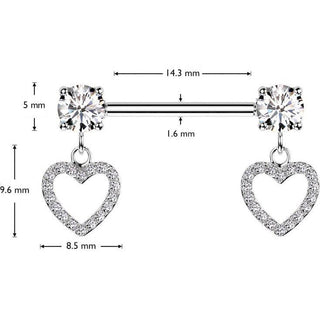 Nippelpiercing Herz Anhänger Zirkonia