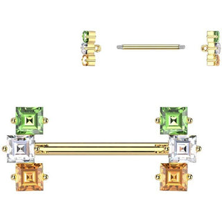 Nipple Piercing multicolor square zirconia