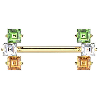 Nipple Piercing multicolor square zirconia