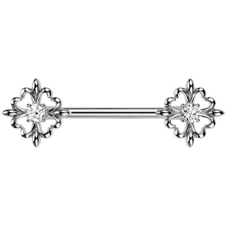 Nipple Piercing fleur de lis ends zirconia