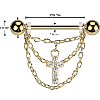 Nipple Piercing cross chain dangle