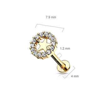 Labret Star Zirconia Internally Threaded