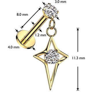 Labret hollow star zirconia Internally Threaded