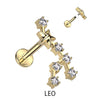 Labret Zodiac sign Zirconia Gold Internally Threaded