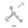 Labret Zodiac sign Zirconia Silver Internally Threaded