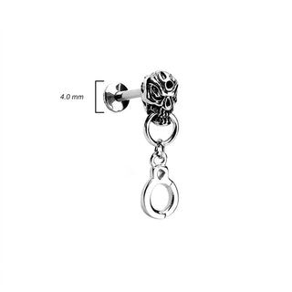 Labret Skull Handcuffs dangle Silver