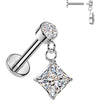 Labret zirconia shape cubic zirconia dangle bezel setting Internally Threaded
