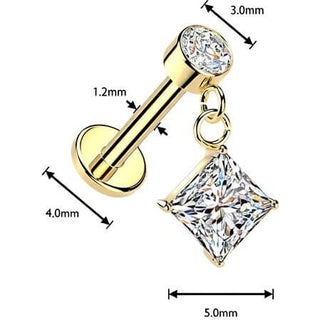 Labret zirconia shape cubic zirconia dangle bezel setting Internally Threaded