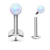 Labret Kugel Opal Silber Innengewinde