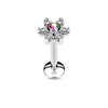 Labret Blume Zirkonia Silber Innengewinde