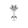 Labret Blume Zirkonia Silber Innengewinde