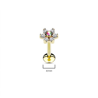 Labret Flower Zirconia Internally Threaded