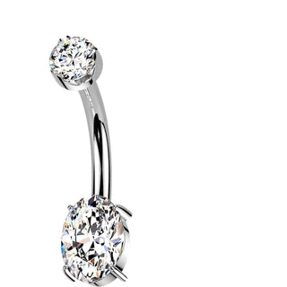 Titanium Belly Button Piercing moissanite oval Internally Threaded