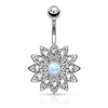 Bauchnabelpiercing Blume Zirkonia Opal