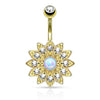 Bauchnabelpiercing Blume Zirkonia Opal