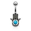 Bauchnabelpiercing Hamsa Türkis Zirkonia