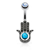 Bauchnabelpiercing Hamsa Türkis Zirkonia